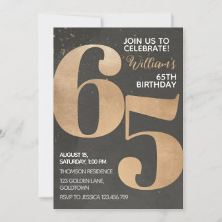 Gold Black 65. Geburtstag Einladung