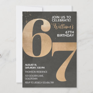Gold Black 67. Geburtstag Einladung