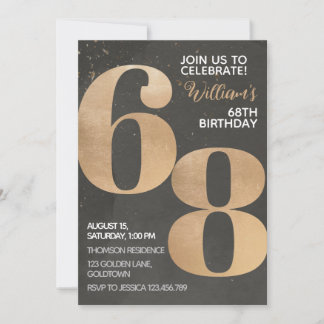 Gold Black 68. Geburtstag Einladung