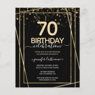Gold Black 70. Geburtstagsparty Einladung
