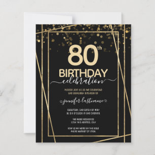 Gold Black 80. Geburtstagsparty Einladung