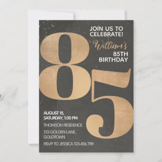 Gold Black 85. Geburtstag Einladung