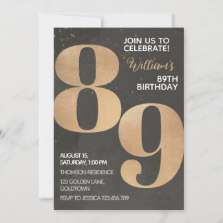Gold Black 89. Geburtstag Einladung