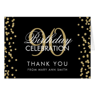 Gold Black 90. Geburtstag Vielen Dank Glitzer
