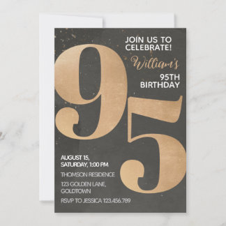 Gold Black 95. Geburtstag Einladung