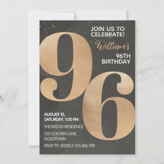 Gold Black 96. Geburtstag Einladung