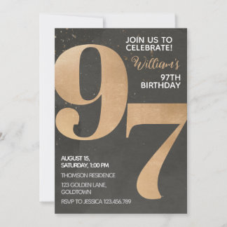 Gold Black 97. Geburtstag Einladung
