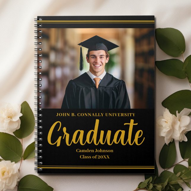 Gold Black Abschluss Formal Graduate Keepake Notizblock (Von Creator hochgeladen)