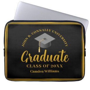 Gold Black Abschluss Personalisiert 2024 Graduate Laptopschutzhülle
