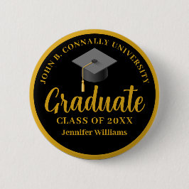 Gold Black Abschluss Personalisiert 2025 Graduate Button