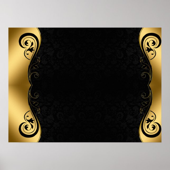 Gold Black Abstrakt Art Poster (Vorne)
