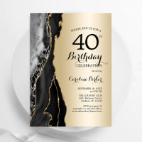 Gold Black Agate 40. Geburtstag