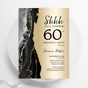 Gold Black Agate Überraschung 60. Geburtstag Einladung