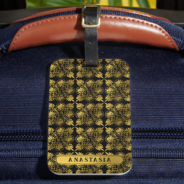 Gold Black Ancient Greece Meander Pattern Name Gepäckanhänger