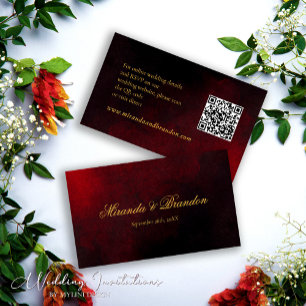 Gold Black and Red QR Code Wedding Begleitkarte