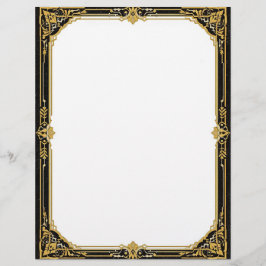 Gold Black and White Art Deco Stationery Paper Briefbogen