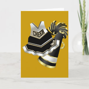 Gold Black and White Cheerleader Karte