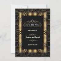 Gold Black Art Deco Gatsby 1920er Save the Date