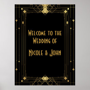 Gold & Black Art Deco Gatsby Roaring 20er Jahre Ba Poster