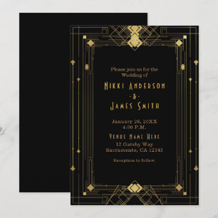 Gold & Black Art Deco Gatsby Roaring Twenties Eleg Einladung