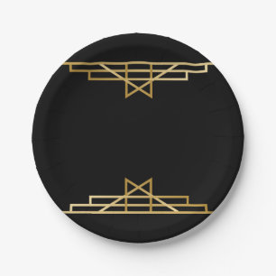 Gold & Black Art Deco, Great Gatsby Wedding Party Pappteller