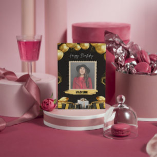 Gold & Black Balloons und Präsentationen Karte