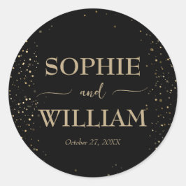 Gold & Black Beautiful Elegante Hochzeit Runder Aufkleber