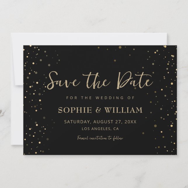 Gold & Black Beautiful Elegante Hochzeit Save The Date (Vorderseite)