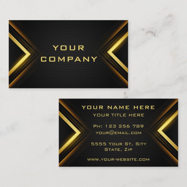 Gold Black Beruflich Business Card Visitenkarte (Vorne/Hinten)
