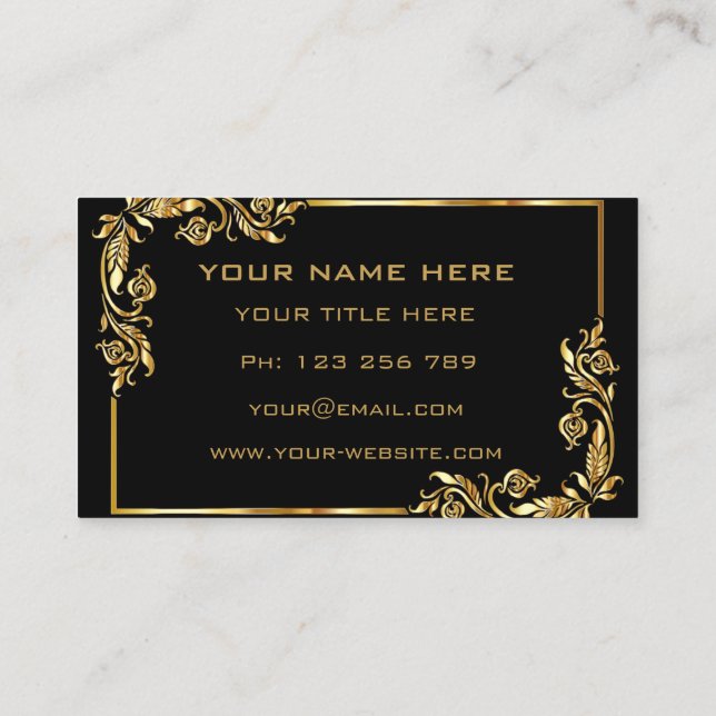 Gold Black Beruflich Design Ihre Business Card Visitenkarte (Rückseite)