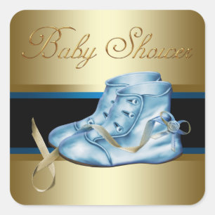 Gold Black Blue Baby Hinterns Boy Shower Stickers