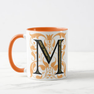 Gold & Black Blumen 'M' - Tasse