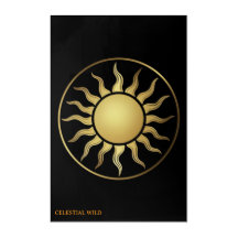 Gold & Black Boho Sun – Modern Minimalist Wall Art