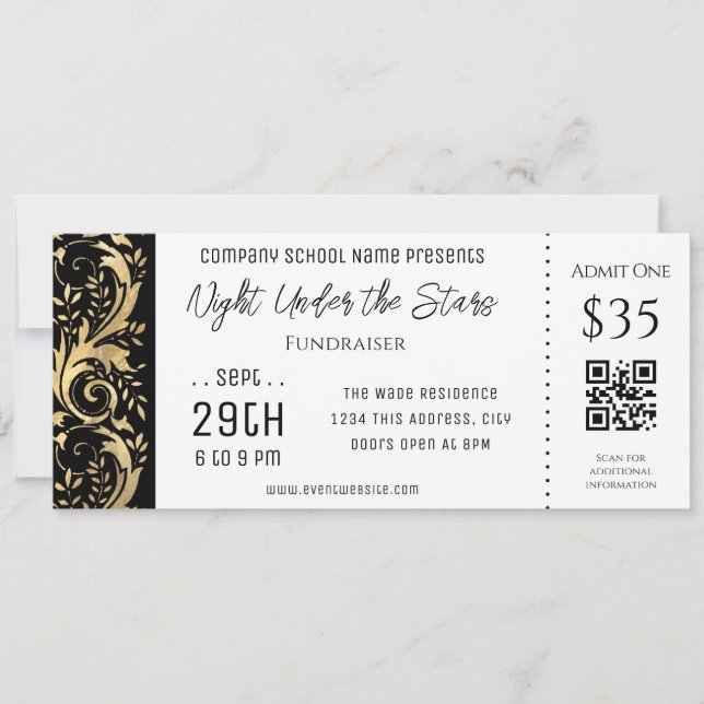 Gold Black Border Company School Event Ticket Einladung (Vorderseite)