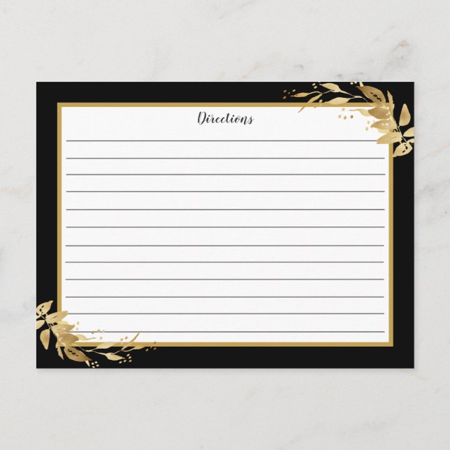Gold Black Botanical Foliage Reciage Card Postkarte (Rückseite)