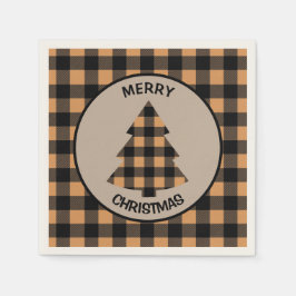 Gold Black Buffalo Karierter Weihnachtsbaum Serviette