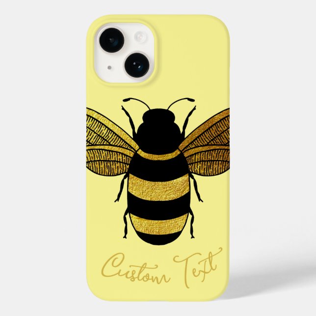 GOLD BLACK BUMBLEBEE CALLIGRAPHY TEXT SHINY BEE Case-Mate iPhone HÜLLE (Rückseite)