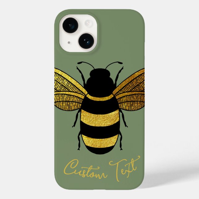 GOLD BLACK BUMBLEBEE CALLIGRAPHY TEXT SHINY BEE Case-Mate iPhone HÜLLE (Rückseite)