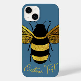 GOLD BLACK BUMBLEBEE SCRIPT TEXT BEDENIM BLUE Case-Mate iPhone 14 HÜLLE