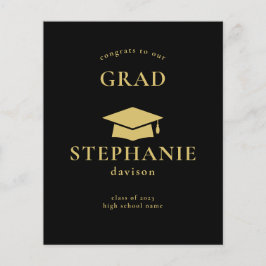 Gold Black Cap Glückwunschs Grad Graduate 2023