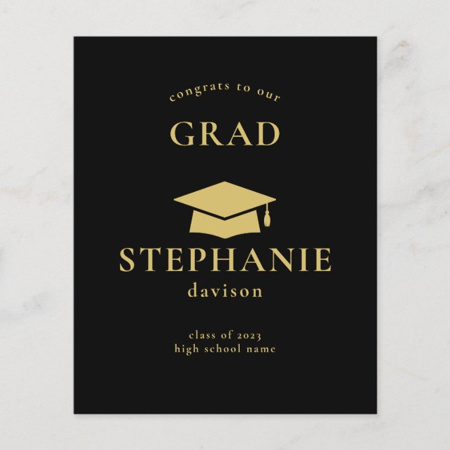 Gold Black Cap Glückwunschs Grad Graduate 2023 (Vorderseite)