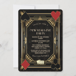 Gold Black Casino Vegas Gatsby Silvester Einladung