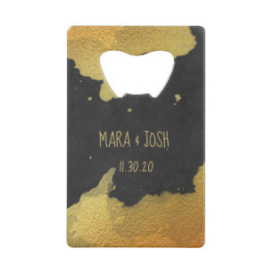 *~* Gold & Black Chalkboard Wedding Barkeeper Geldbeutel Flaschenöffner