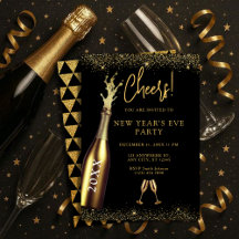Gold & Black Champagnerflasche Silvesterparty