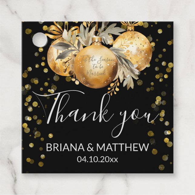 Gold Black Christmas Geschenkanhänger (Vorderseite)