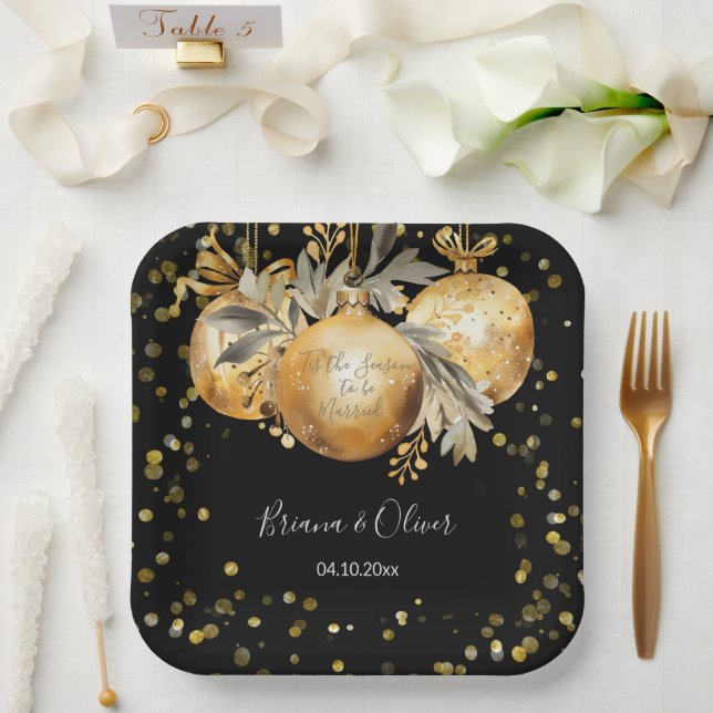 Gold Black Christmas Pappteller (Hochzeit)