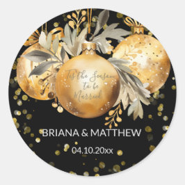 Gold Black Christmas Wedding Siegel Runder Aufkleber