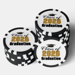 Gold Black Class of 2026 Graduation Party Pokerchips