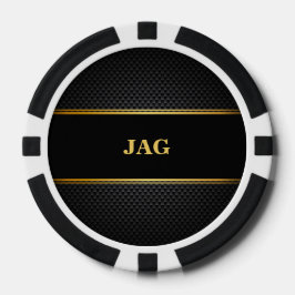 Gold Black Classic Monogrammed Groomsman Pokerchips