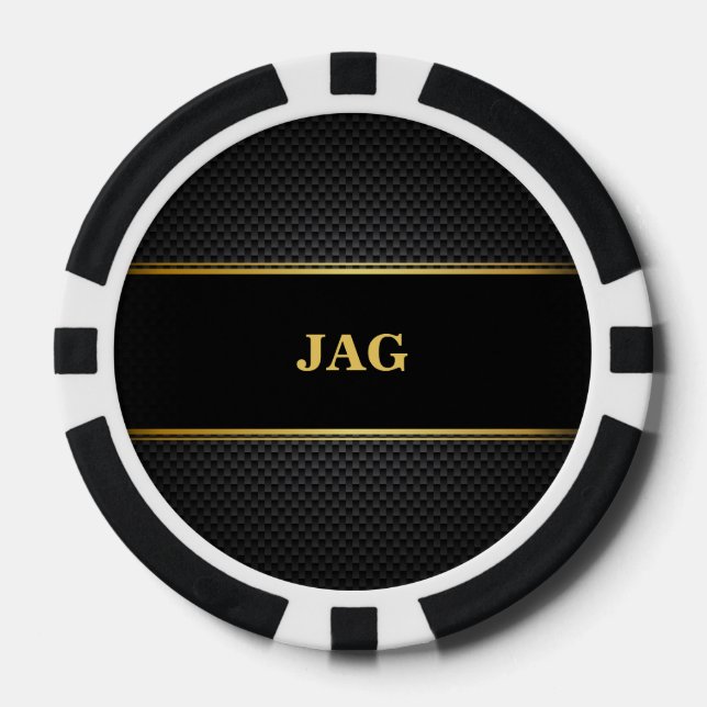 Gold Black Classic Monogrammed Groomsman Pokerchips (Vorderseite)